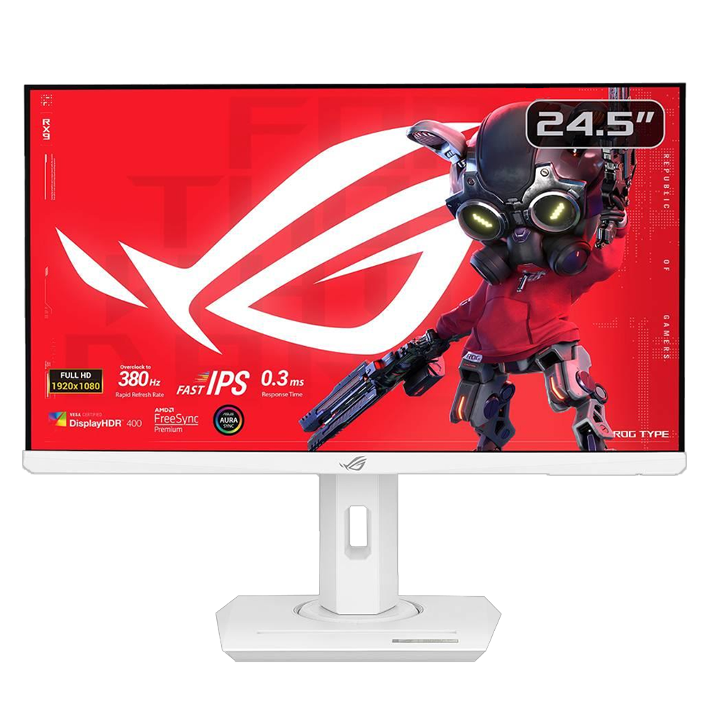 ASUS ROG Strix XG259QNG-W 24.5" 380Hz 0.3ms HDMI DP USB 3.2 FreeSync Premium AdaptiveSync Pivot HDR400 FHD IPS Beyaz Gaming Monitör