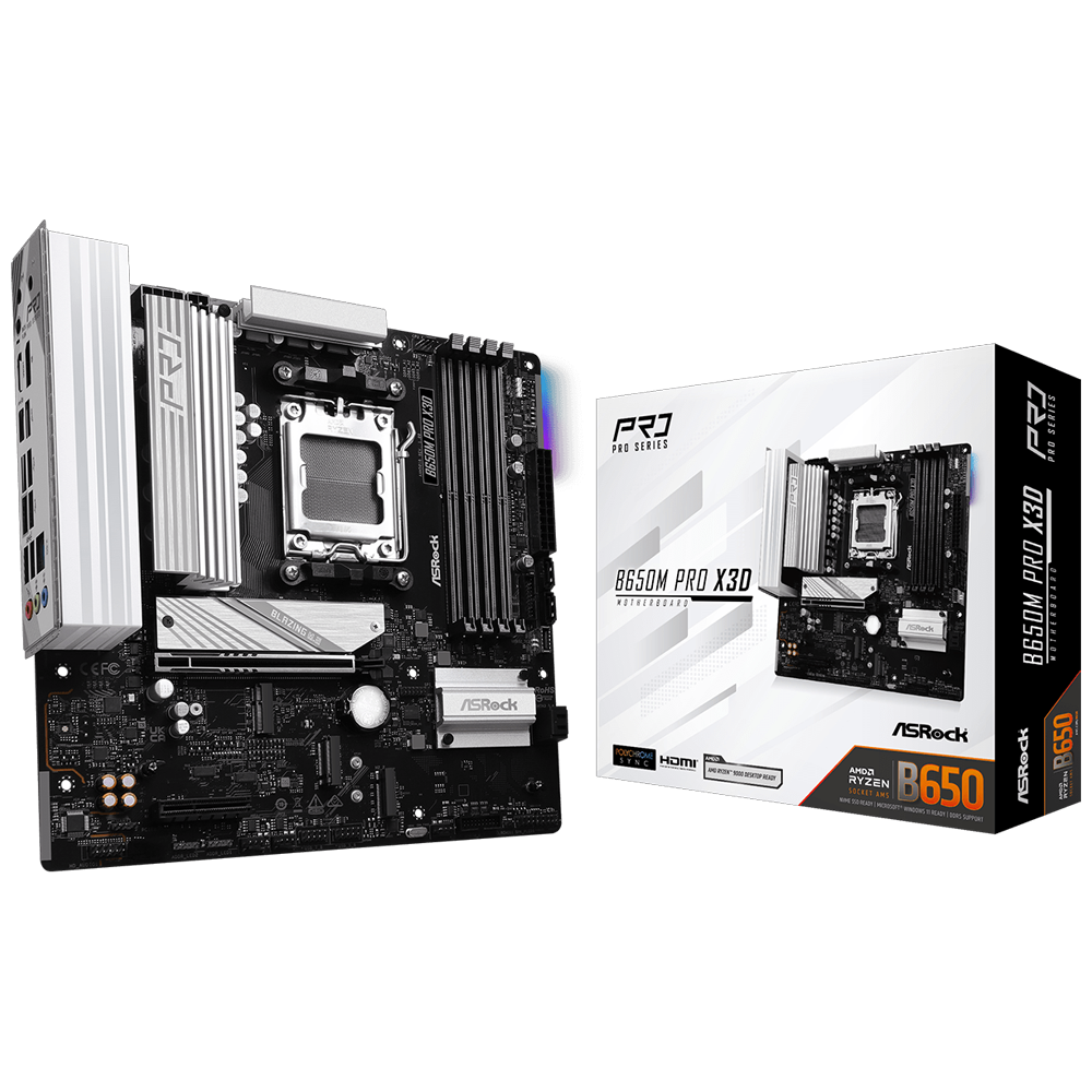ASROCK B650M PRO X3D WİFİ 8000MHz OC DDR5 Soket AM5 M.2 USB 3.2 DP HDMI mATX Anakart görsel 1