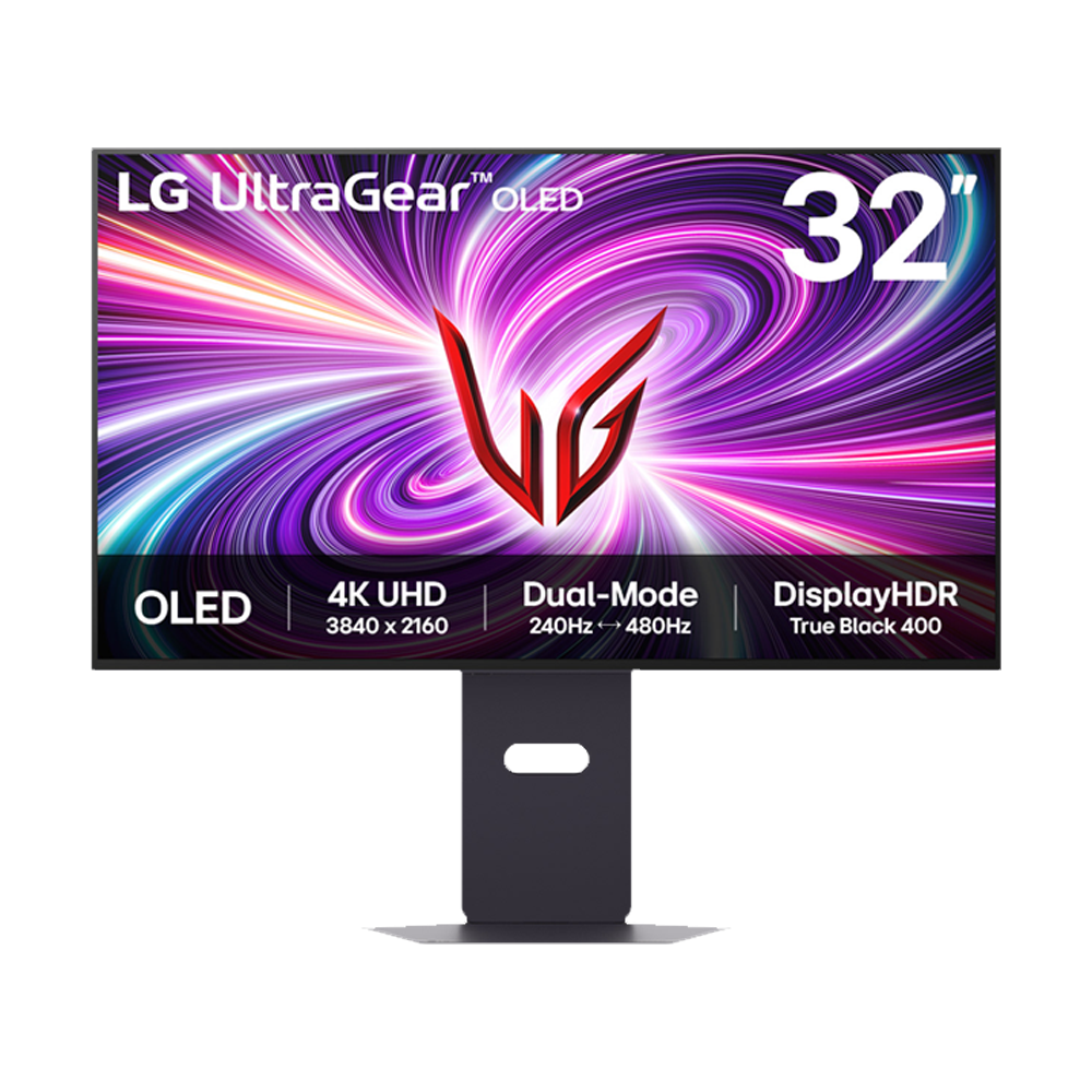 LG UltraGear 32GS95UV-B 32'' 4K 240Hz FHD 480Hz 0.03ms HDMI DP Pivot HDR400 Dual Mode OLED Gaming Monitör