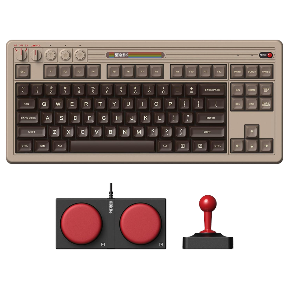 8BITDO Retro C64 Edition Kailh Box White Switch Hot Swap RGB Mekanik İngilizce Kablosuz Gaming Klavye