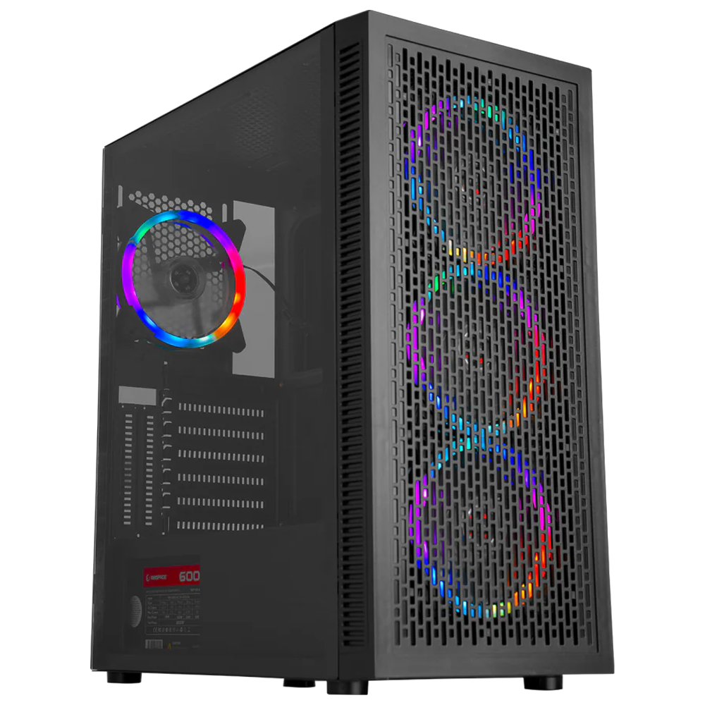 Rampage PLATINO 600W 80 Plus Bronze Rainbow Tempered Mesh Panel Gaming Kasa görsel 1