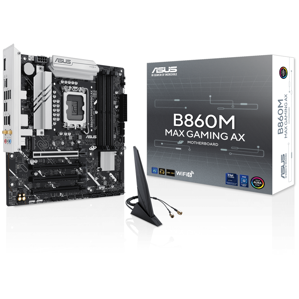 ASUS B860M MAX GAMING AX WIFI6 8666MHz(OC) DDR5 Soket LGA 1851 DP M.2 m-ATX Anakart görsel 1