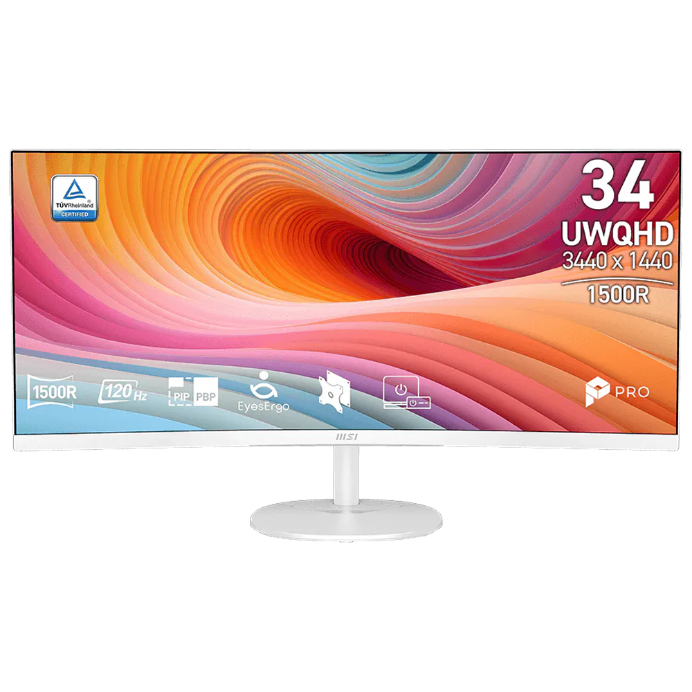 MSI PRO MP341CQW E12 34" 120Hz 4ms HDMI DP FreeSync Premium HDR Ready UWQHD VA Curved 1500R Beyaz Monitör