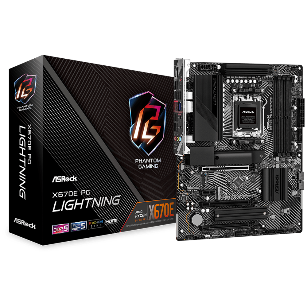 ASROCK X670E PG LIGHTNING 7200MHz(OC) DDR5 Soket AM5 HDMI DP M.2 ATX Anakart