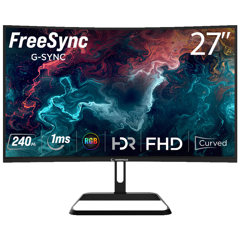 Rampage XYRA XR27C240F 27" 240Hz 1ms HDMI DP Adaptive Sync HDR Ready Pivot FHD Fast VA Curved 1500R Gaming Monitör