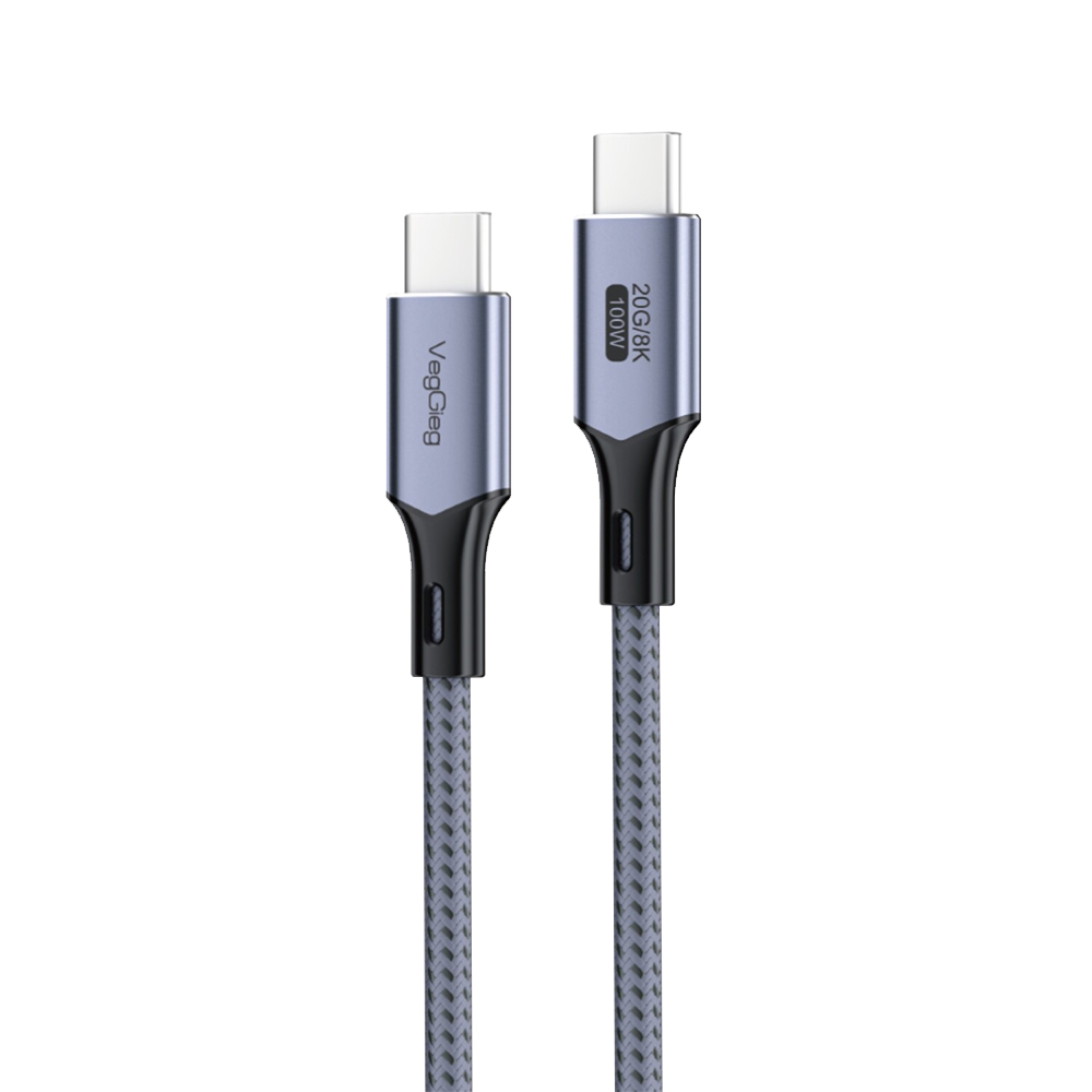 VegGieg 100W 5A USB 3.2 Gen 2 20 Gbps 8K 60Hz Type-C Görüntü Şarj ve Data Kablosu 5 Metre