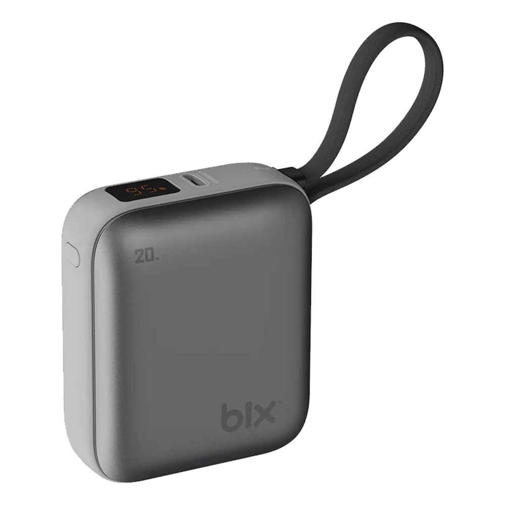 BIX PB119 20W 10000mAH USB-C Cep Boyu Taşınabilir Gri Hızlı Şarj Powerbank