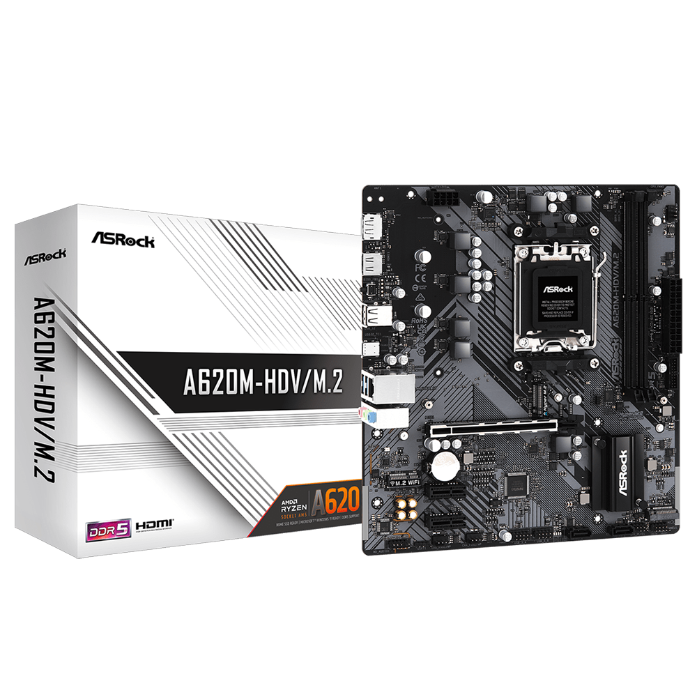 ASROCK A620M-HDV M.2 6400MHz(OC) DDR5 Soket AM5 M.2 HDMI DP mATX Anakart