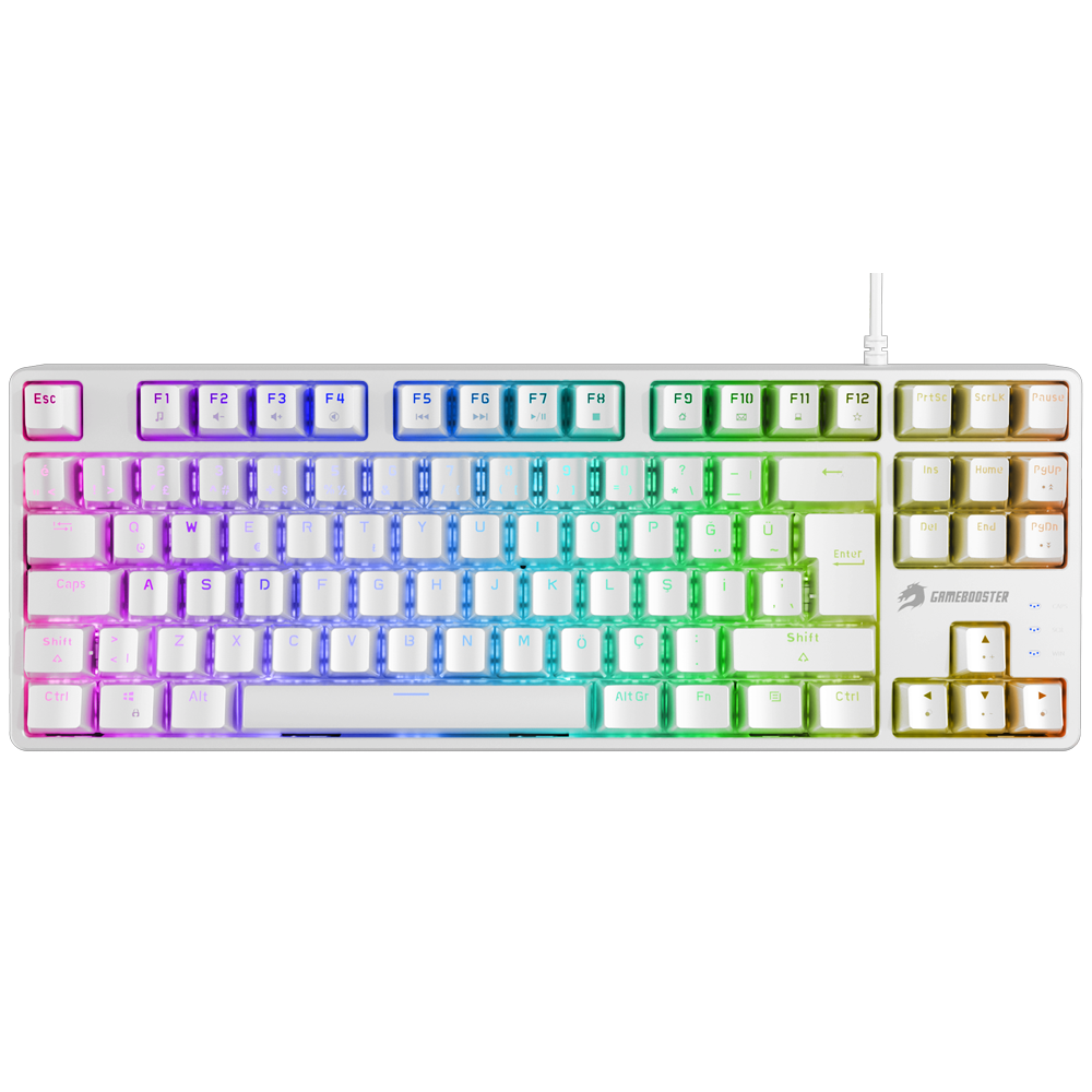 GameBooster G23W Enigma TKL Rainbow Aydınlatmalı Red Switch Beyaz Mekanik Gaming Klavye