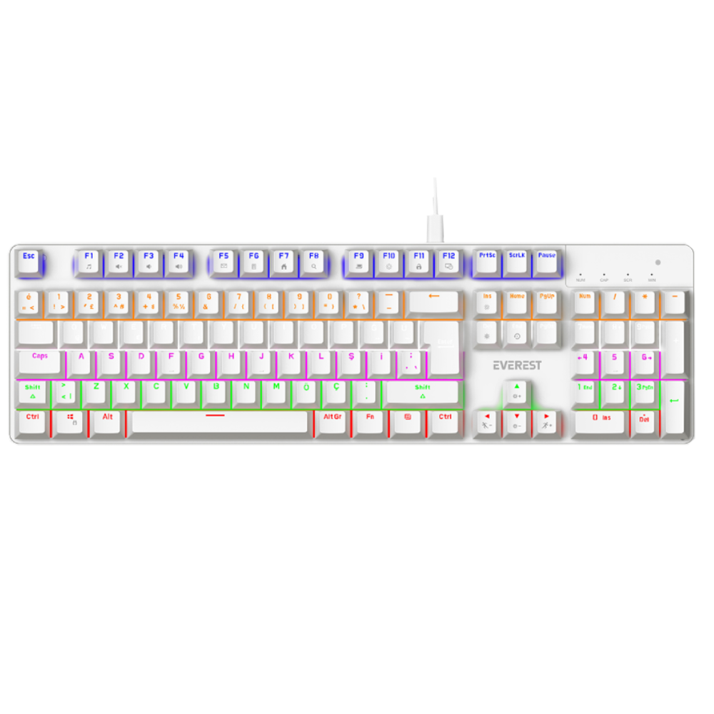 Everest KB-MK1 Lumos Red Switch RGB Beyaz Kablolu Gaming Klavye 