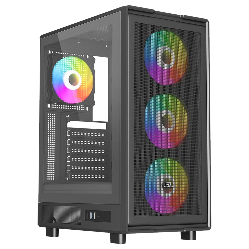 PowerBoost A601B 600W 80+ Bronze Tempered Glass USB 3.0 RGB Siyah ATX Mid Tower Kasa