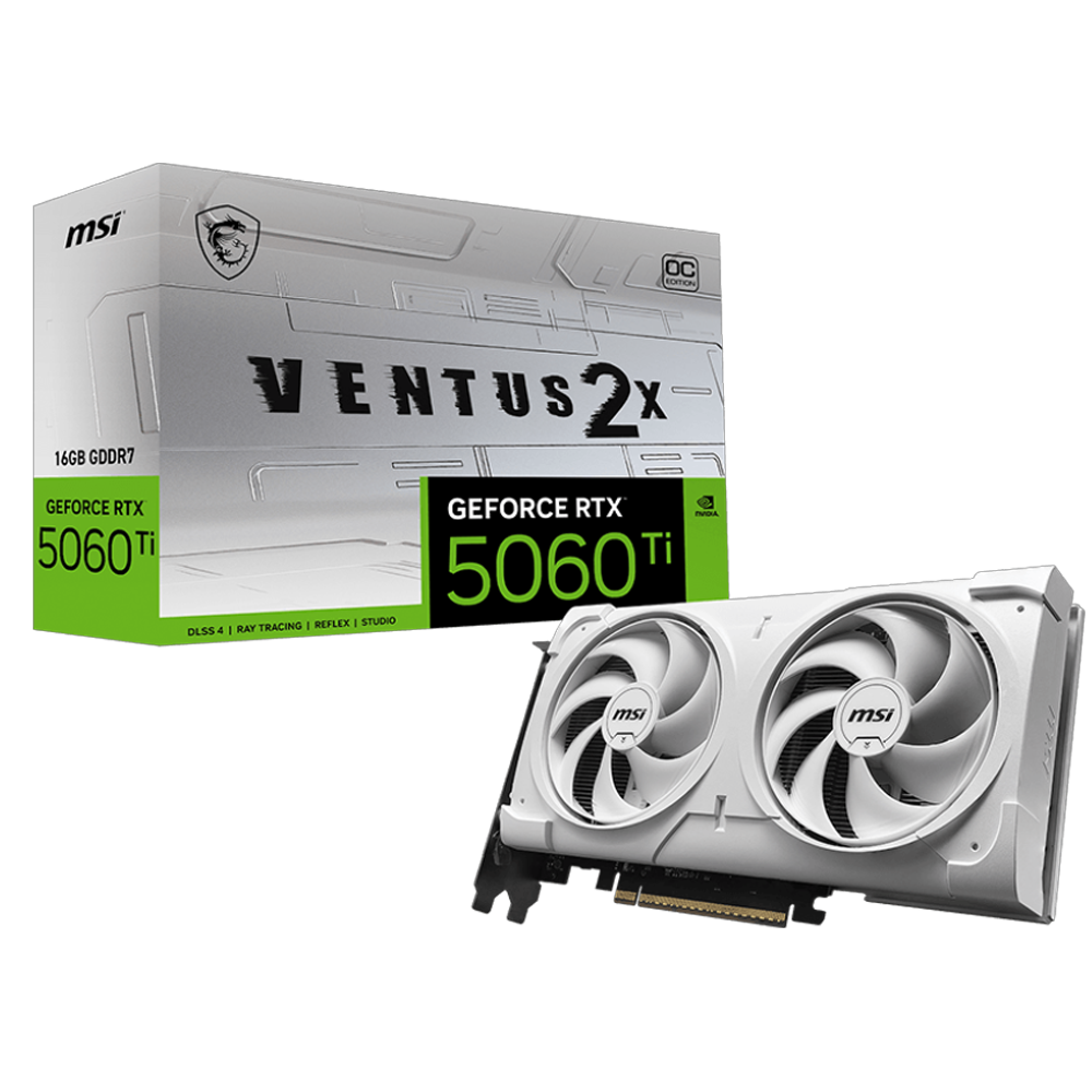 MSI GeForce RTX 5060 Ti VENTUS 2X OC PLUS 16GB GDDR7 DLSS 4 128 Bit Beyaz Ekran Kartı