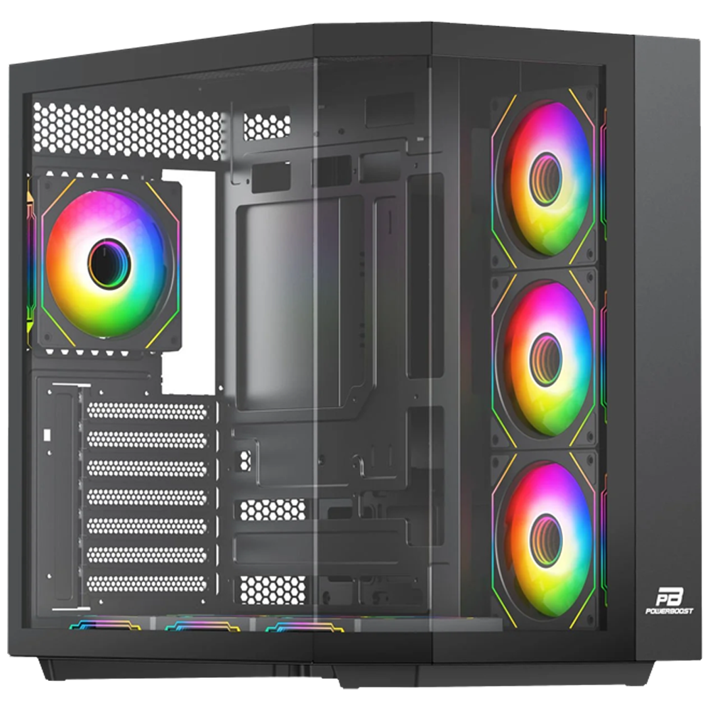 PowerBoost PB-A4375B 750W 80+ Bronze SeaView ARGB USB 3.0 ATX Mid Tower Siyah Gaming Kasa görsel 1