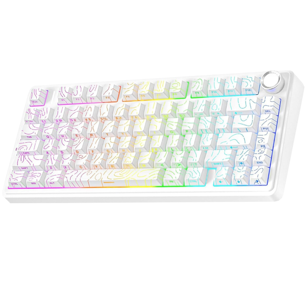 Aula F75 Seiya Switch Hot Swap TKL RGB Desenli Beyaz Kablosuz Gaming Klavye