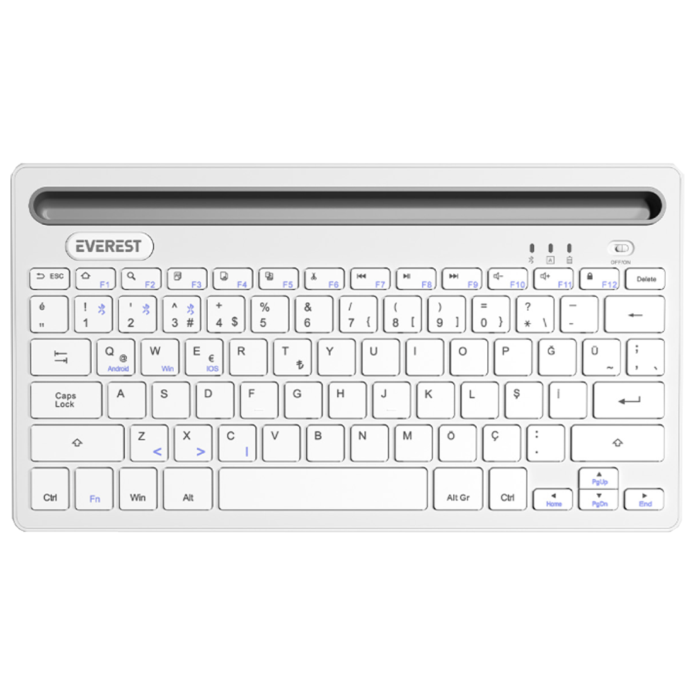 Everest KB-BT82 Beyaz/Gümüş Kablosuz Klavye
