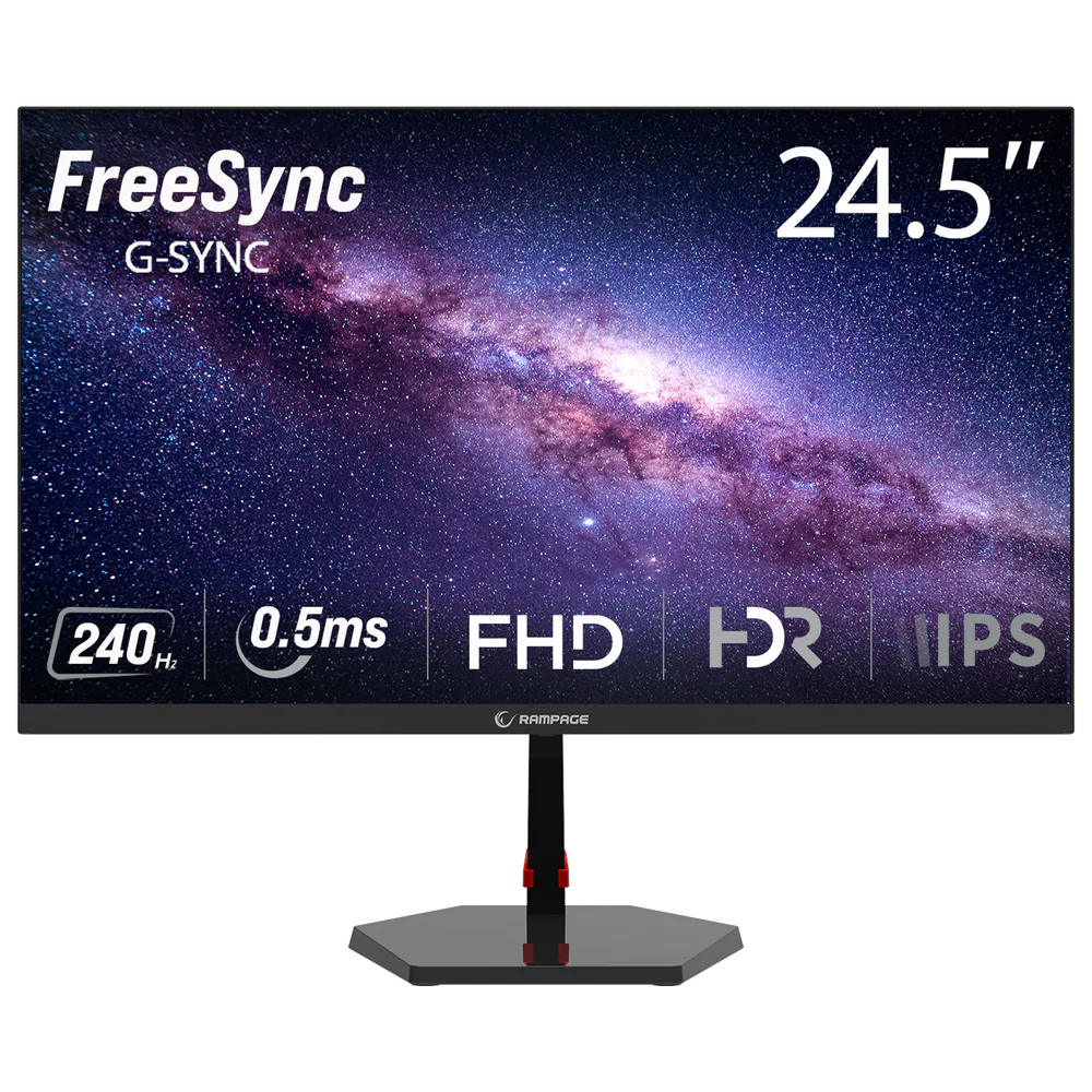 Rampage RAVEN RV25R240F 24.5" 240Hz 0.5ms HDMI DP Adaptive Sync HDR10 FHD Fast IPS Gaming Monitör