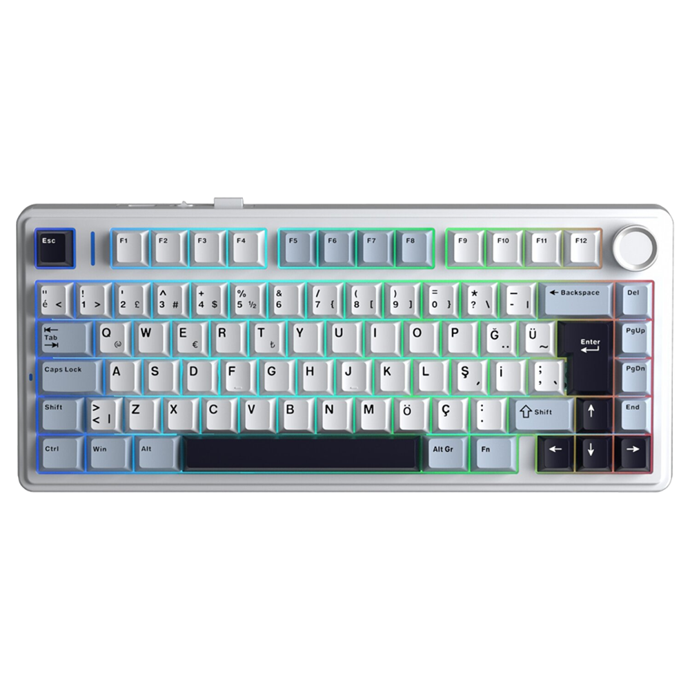 Aula F75 GrayWood V4 Switch Hot Swap RGB Lacivert Türkçe Kablosuz Mekanik Gaming Klavye