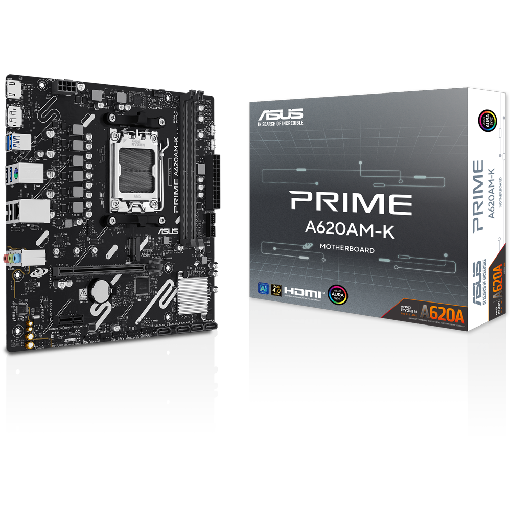 ASUS PRIME A620AM-K 7600MHz(OC) DDR5 Soket AM5 DP M.2 HDMI mATX Anakart