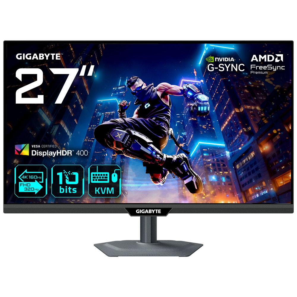 GIGABYTE M27UP 27" 4K 160Hz FHD 320Hz 1ms HDMI DP Type-C G-Sync FreeSync HDR400 UHD Dual Mode SS IPS Gaming Monitör