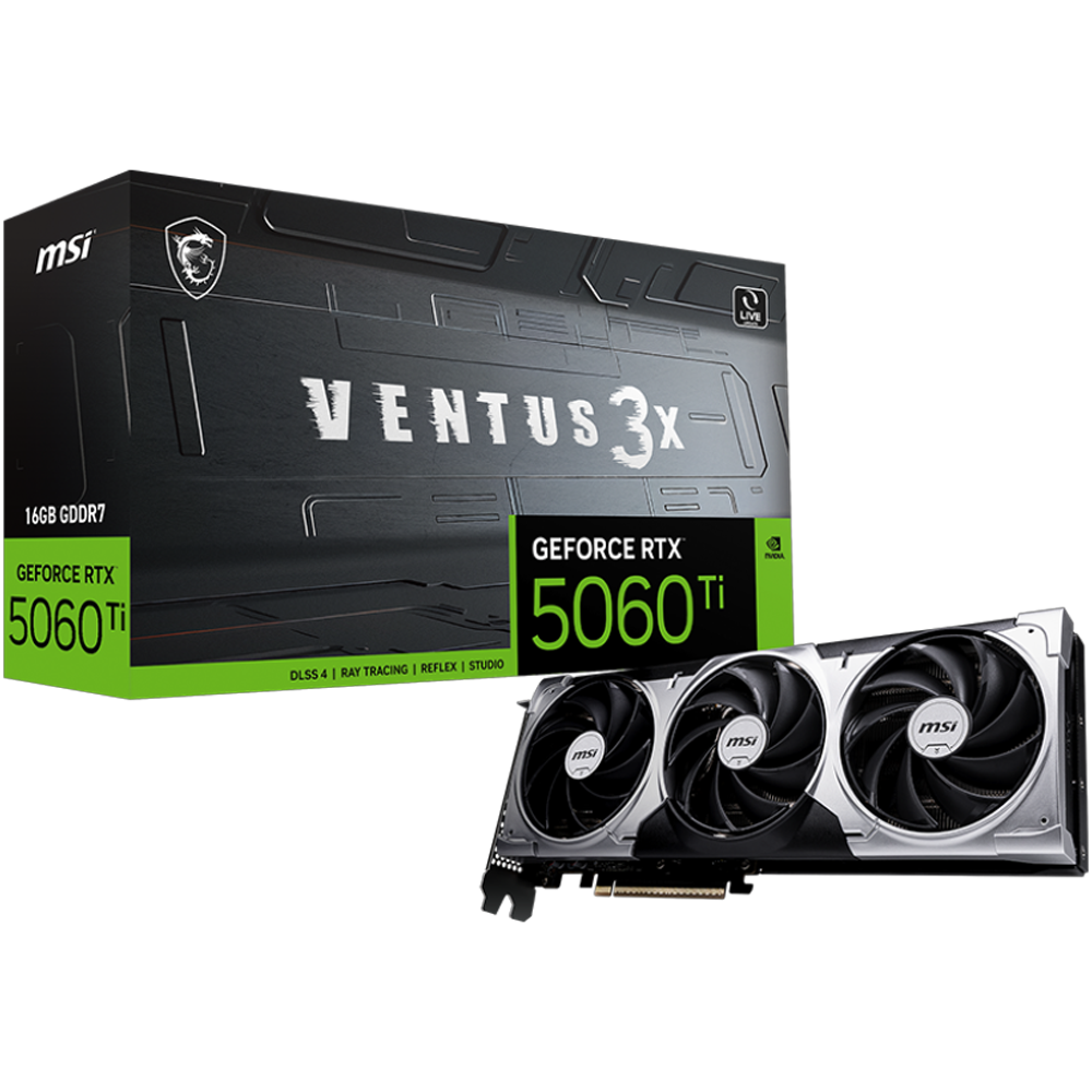 MSI GeForce RTX 5060 Ti 16G VENTUS 3X 16GB GDDR7 DLSS 4 128 Bit Ekran Kart görsel 1