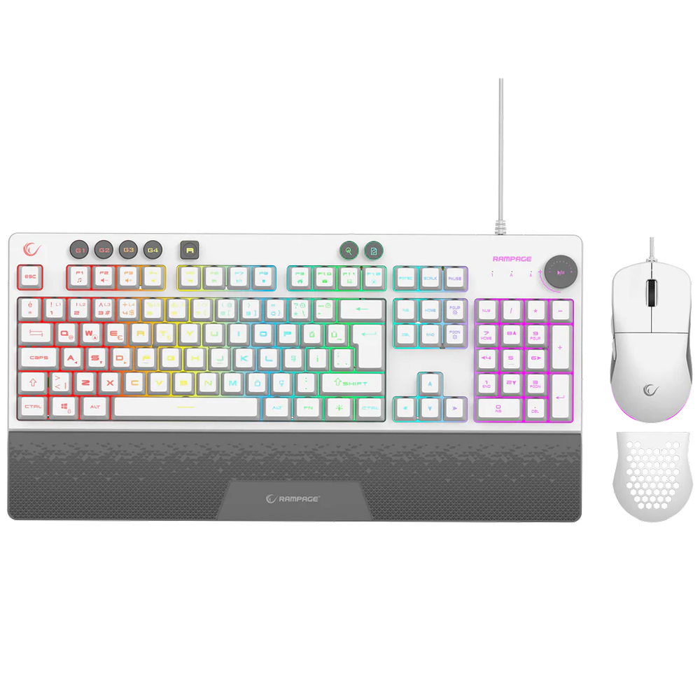 Rampage ECLIPSE RGB Türkçe Beyaz Klavye Mouse Set