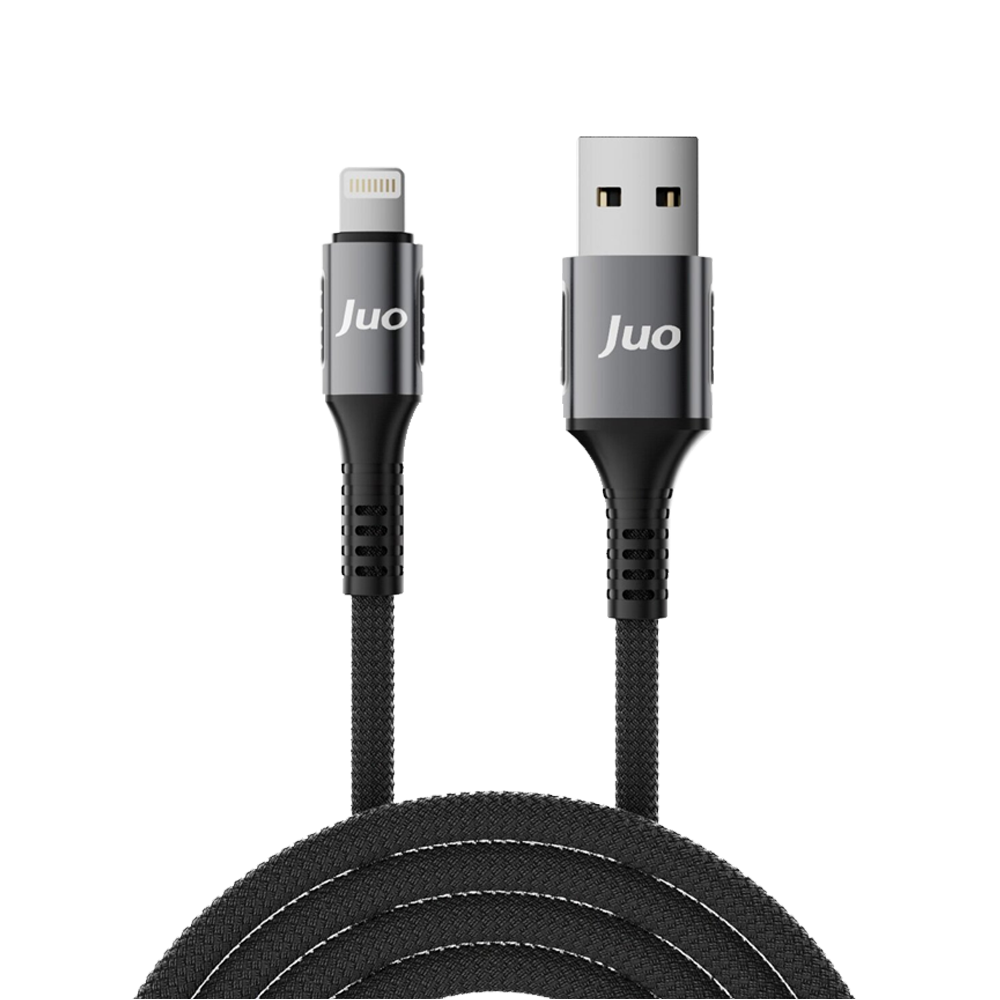Juo 12W 2.4A USB-A Lightning İphone İpad Örgülü Siyah Data Ve Hızlı Şarj Kablosu 1 Metre