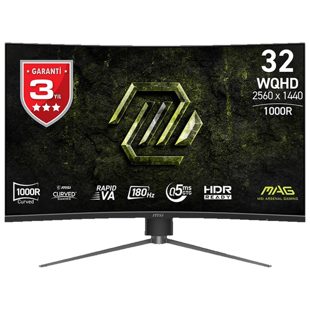 MSI MAG 325CQPF E18 31.5" 180Hz 1ms HDMI DP Adaptive Sync HDR Ready WQHD Rapid VA Curved 1000R Gaming Monitör