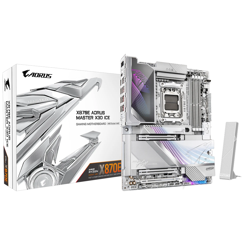 GIGABYTE X870E AORUS Master X3D ICE 9000MHz(OC) DDR5 Soket AM5 M.2 HDMI ATX Anakart görsel 1