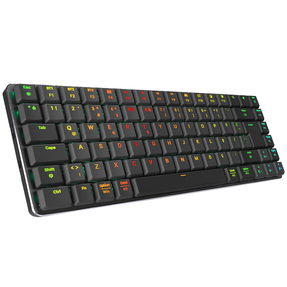 Rampage W-GRANITE Blue Switch RGB Siyah/Gri Kablosuz Gaming Klavye