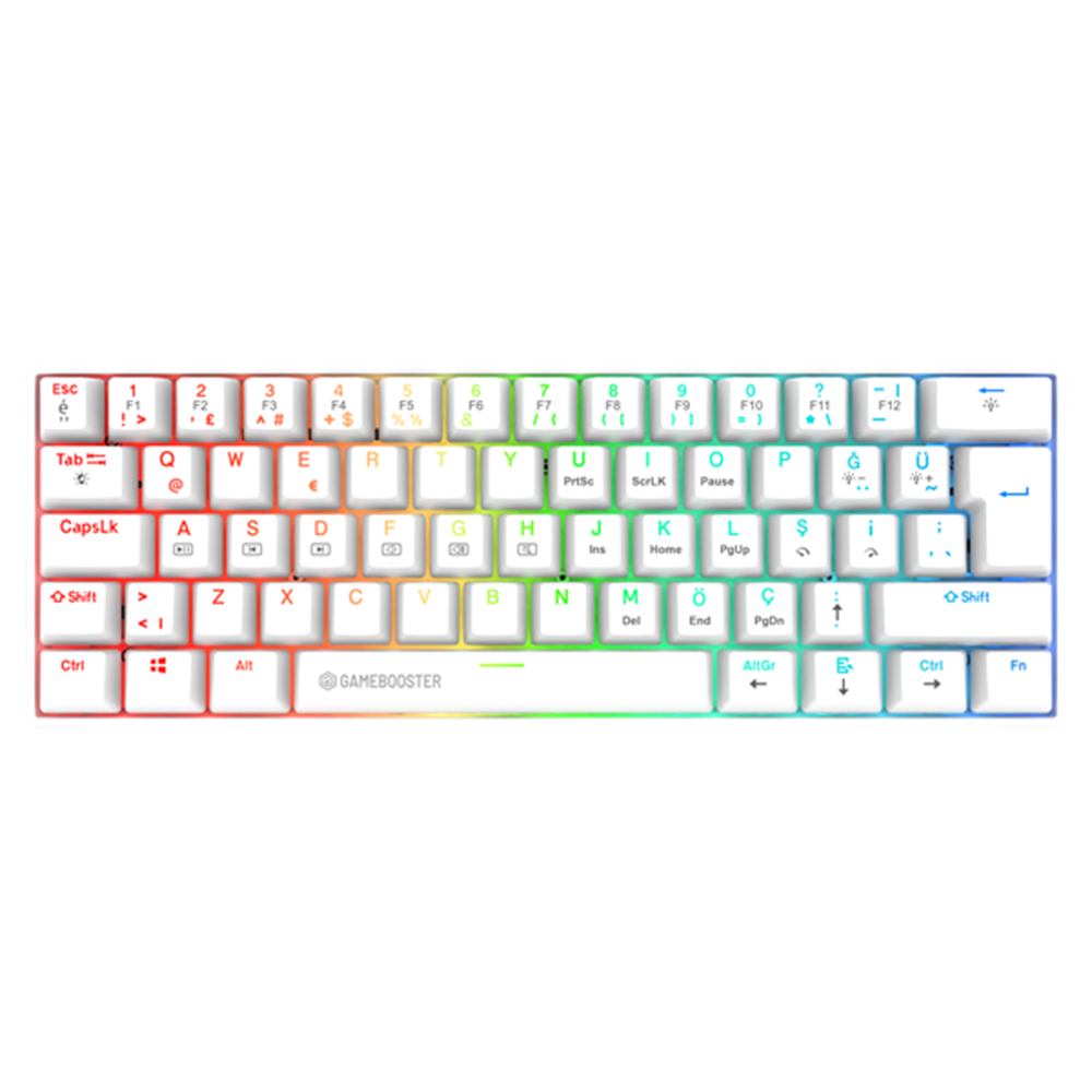 GameBooster Syma Blue Switch RGB Beyaz Mekanik Kablolu Gaming Klavye