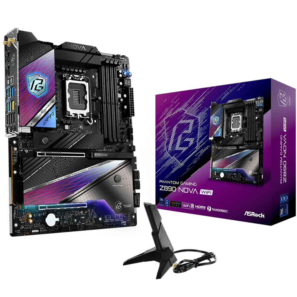 ASROCK Z890 NOVA WIFI 9600MHz OC DDR5 Soket 1851 WIFI7 M.2 HDMI Thunderbolt 4 ATX Anakart