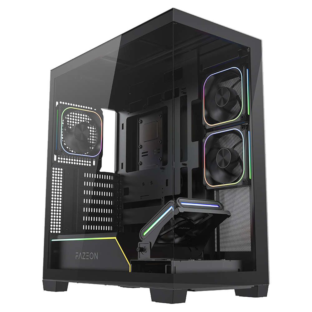 FAZEON F14 750W 80+ Bronze Full Modular Gen5 Tempered Glass Mesh 4x120mm ARGB Fanlı Type-C Siyah ATX Bilgisayar Kasası
