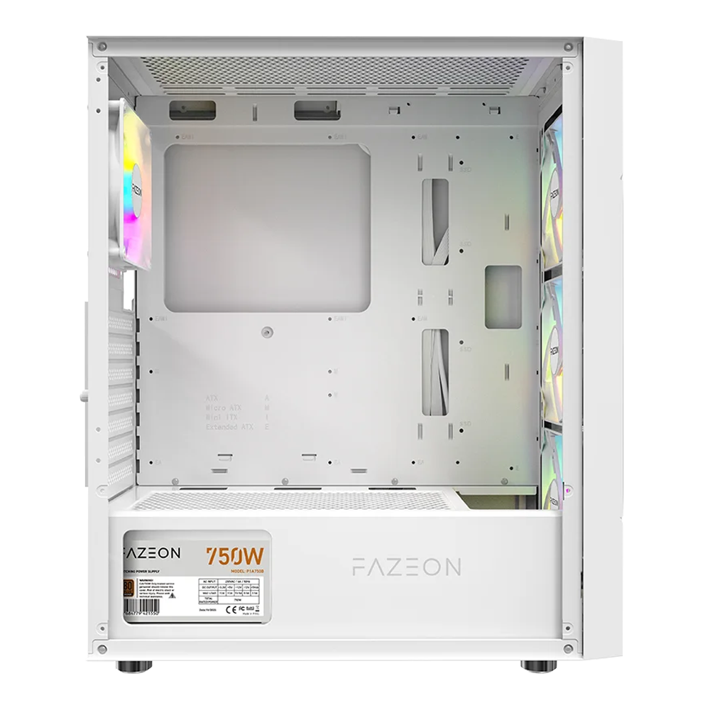 FAZEON F11 750W 80+ Bronze Tempered Glass Mesh 4x RGB Fanlı Beyaz ATX Bilgisayar Kasası