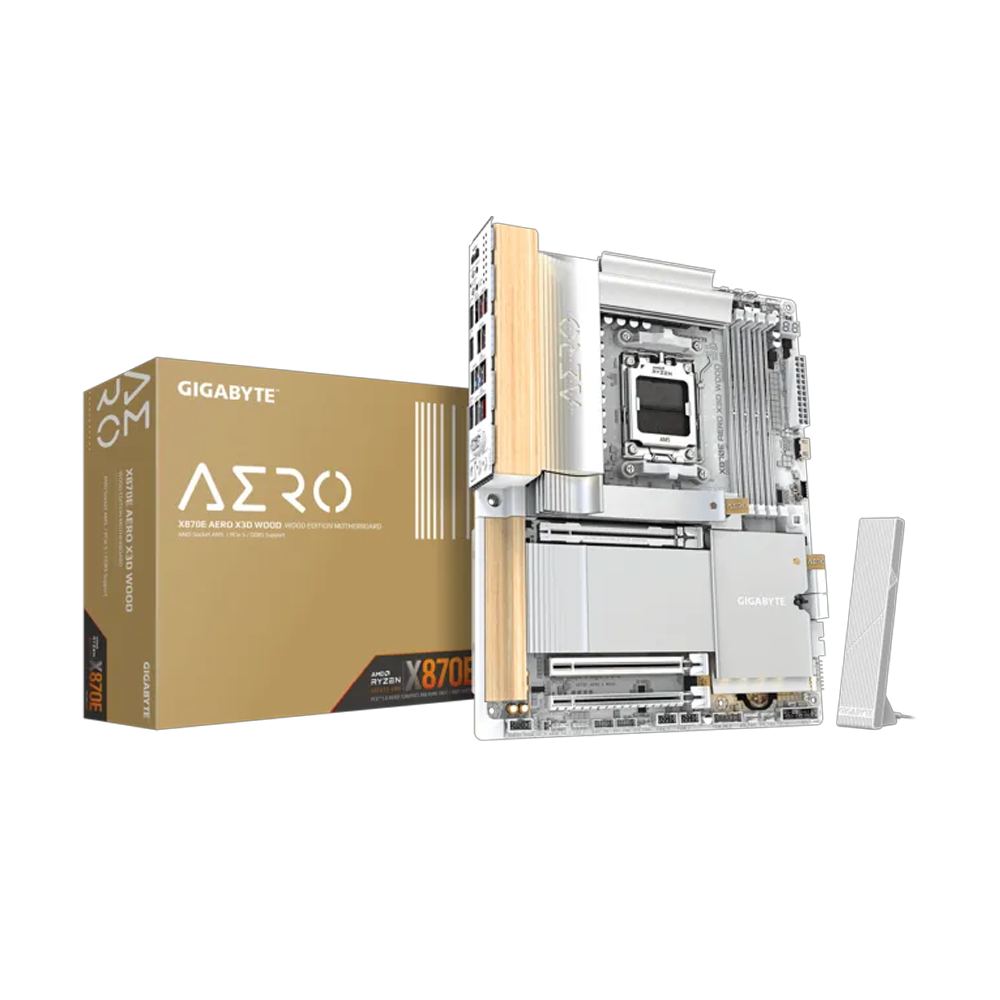 GIGABYTE X870E AERO X3D WOOD WIFI7 9000MHz(OC) DDR5 Soket AM5 M.2 HDMI DP ATX Anakart