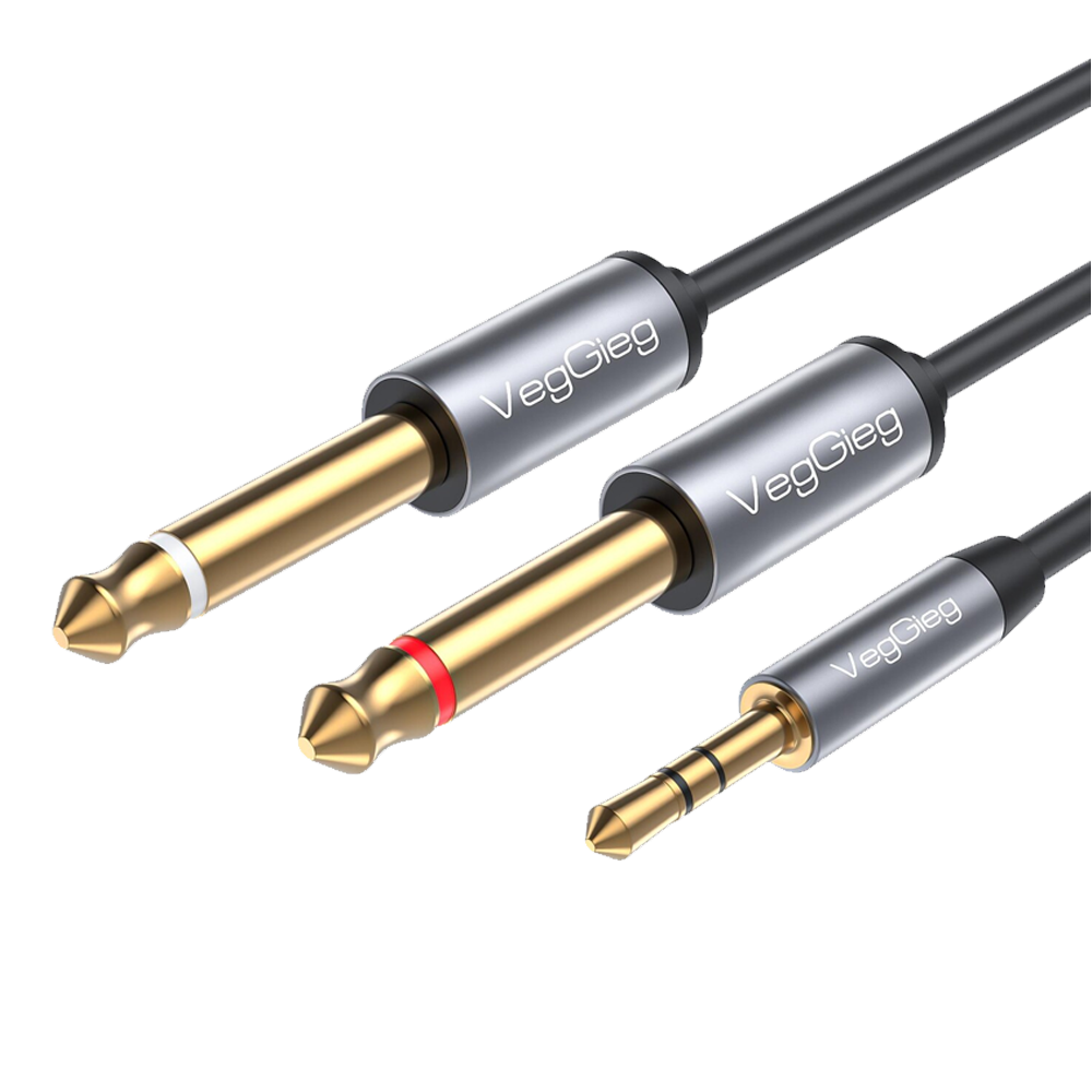 VegGieg 3.5mm 6.35mm Mono Amfi Enstrüman AUX Ses Kablosu 1.8 Metre