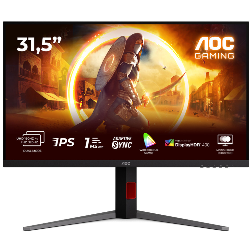 AOC U32G4U 31.5" 4K 160Hz FHD 320Hz 0.5ms HDMI DP G-Sync Pivot HDR400 UHD-FHD Dual Mode Fast IPS Gaming Monitör