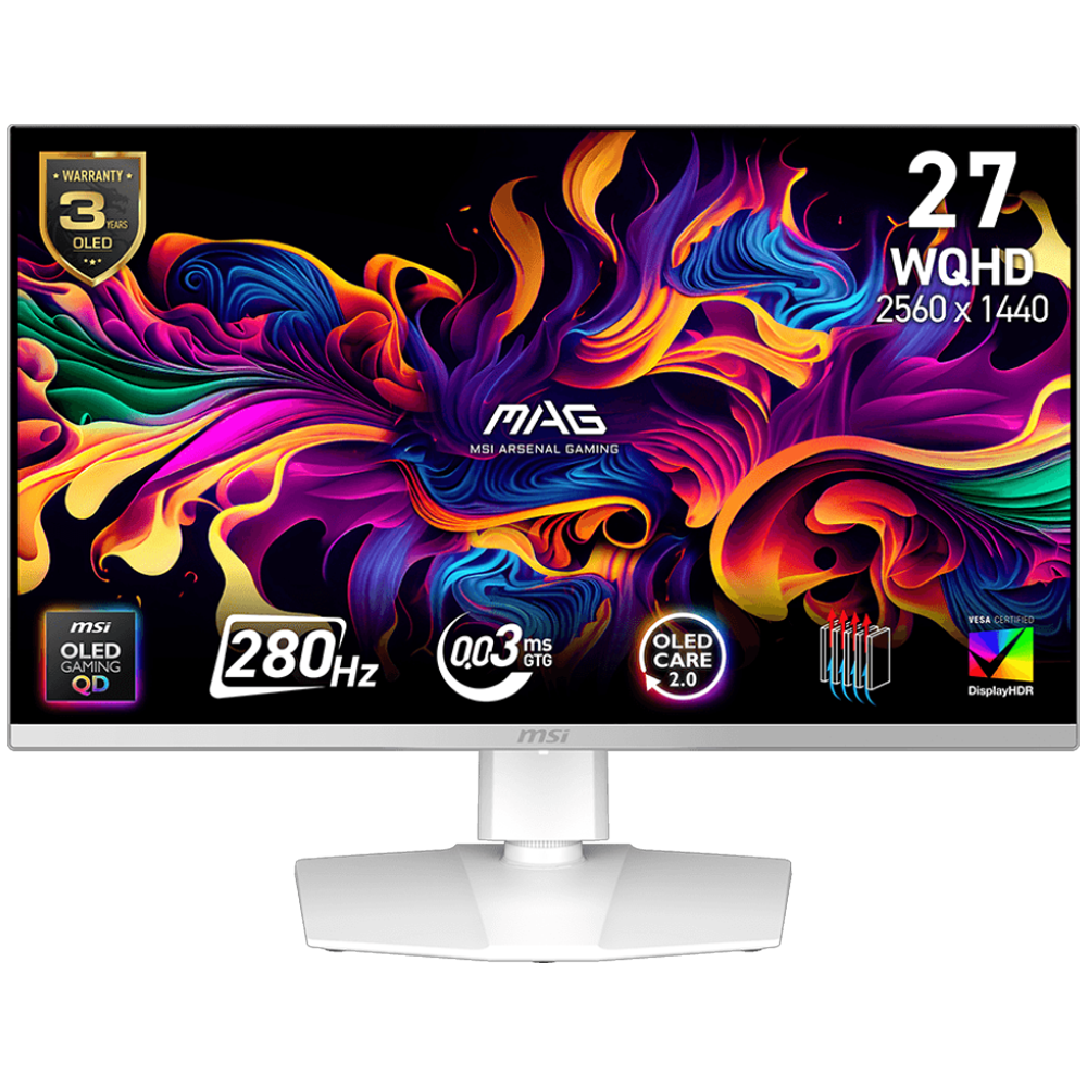 MSI MAG 272QPW QD-OLED X28 26.5" 280Hz 0.03ms Type-C HDMI DP Adaptive-Sync HDR400 WQHD QD-OLED Beyaz Gaming Monitör 