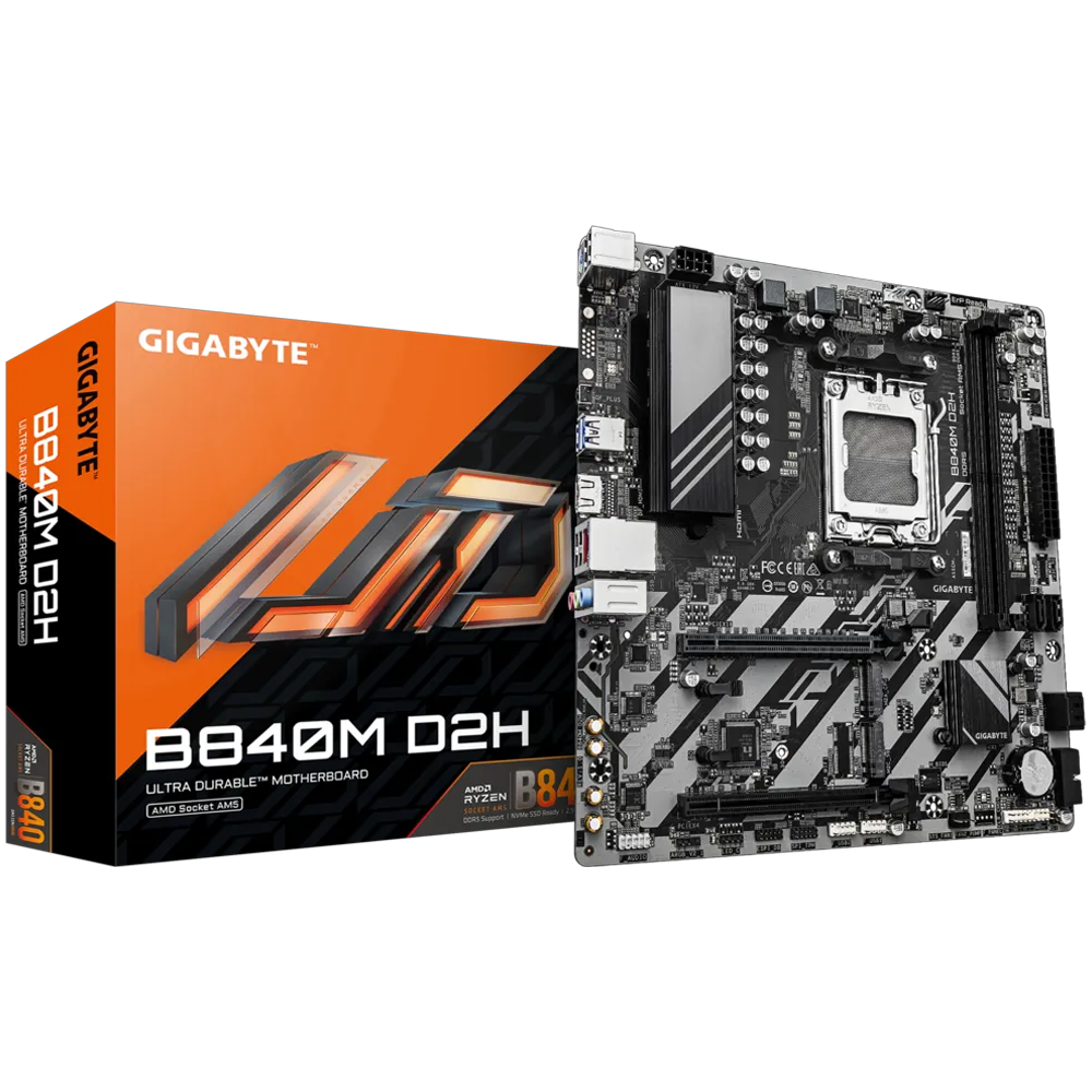 GIGABYTE B840M D2H 7600MHz DDR5 Soket AM5 M.2 USB 3.2 HDMI mATX Anakart görsel 1