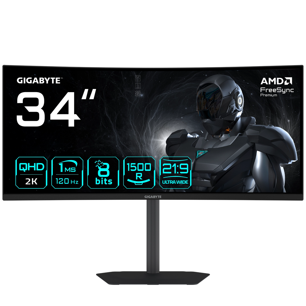 GIGABYTE GS34WQCA 34" 120Hz 1ms HDMI DP Adaptive Sync HDR 10 WQHD VA Curved 1500R Gaming Monitör