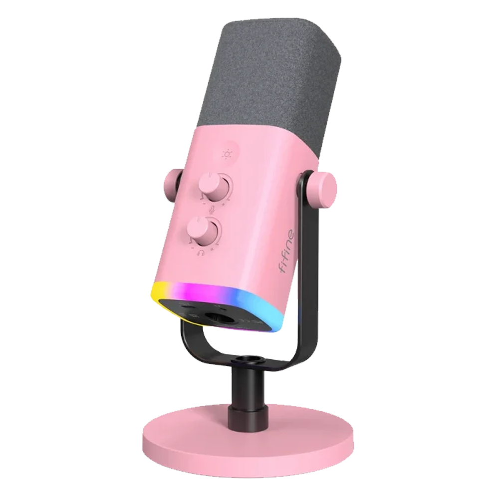Fifine AM8 XLR USB RGB Dinamik Pembe Yayıncı Mikrofonu