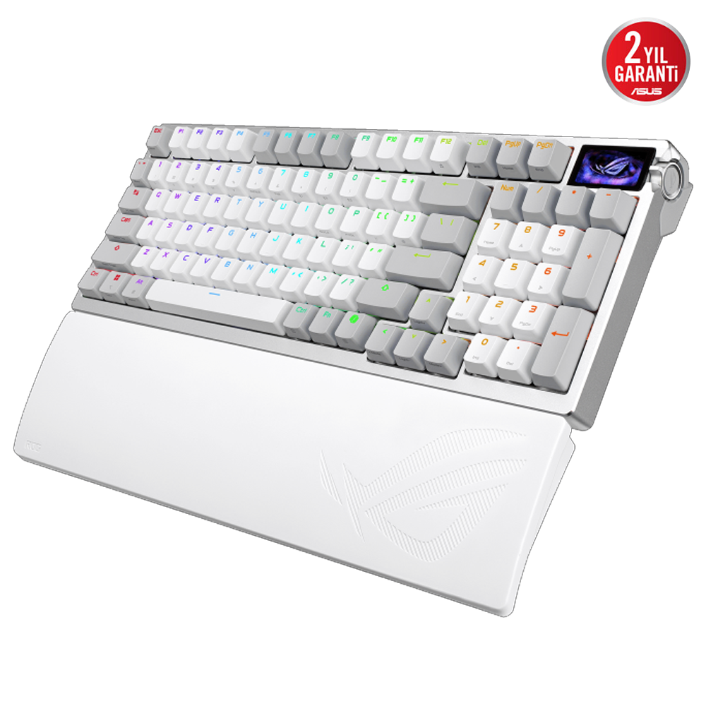 ASUS ROG AZOTH 96 HE ROG HFX V2 Manyetik Switch Kablosuz Türkçe RGB Beyaz Mekanik Gaming Klavye