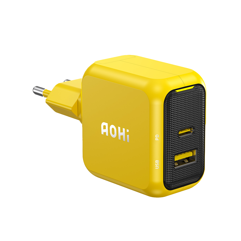 AOHI Magcube 2 Portlu Şarj Adaptörü, GaN+ 67W Sarı Hızlı Şarj Cihazı