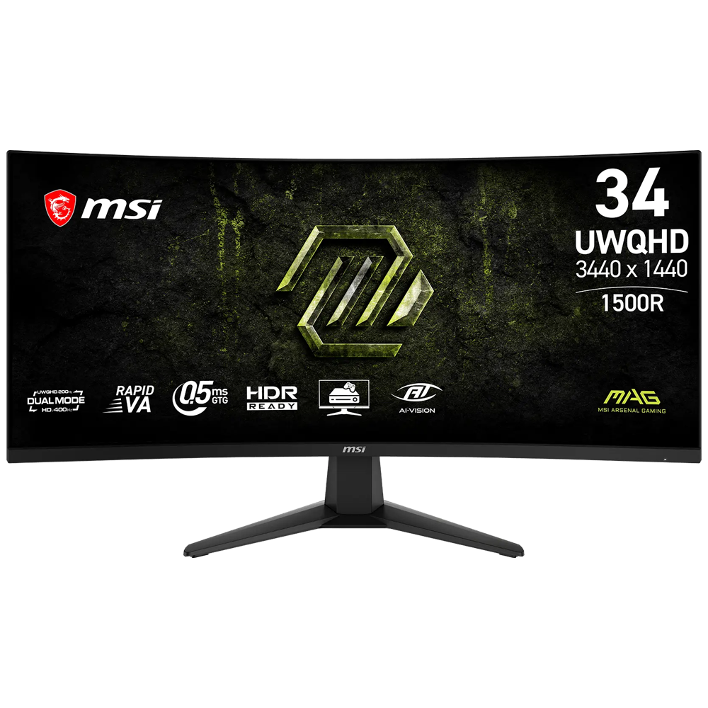 MSI MAG 346CQDF E20 34" 2K 200Hz HD 400Hz 0.5ms HDMI DP FreeSync Premium HDR Ready Dual Mode Rapid VA Curved 1500R Gaming Monitör