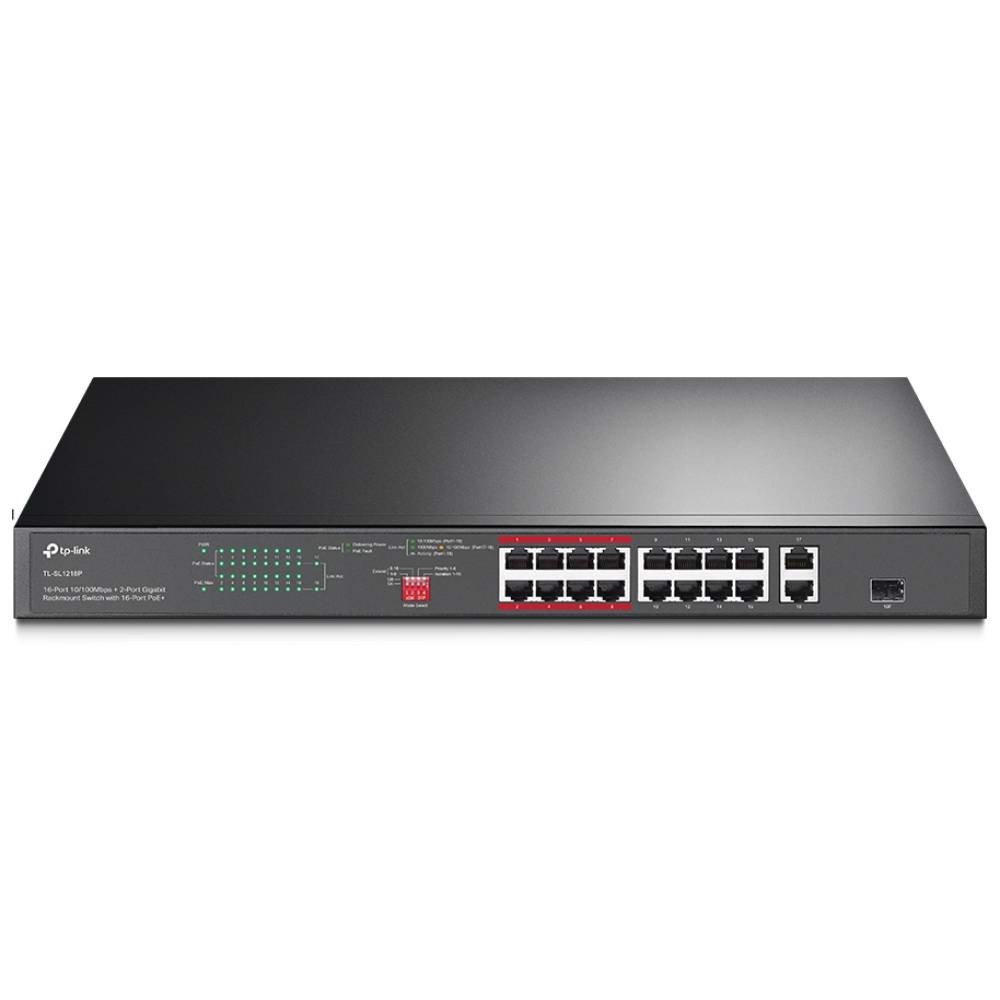 TP-LINK TL-SL1218P 16 Port 10/100 Mbps  Gigabit Raf Tipi Yönetilemez Switch