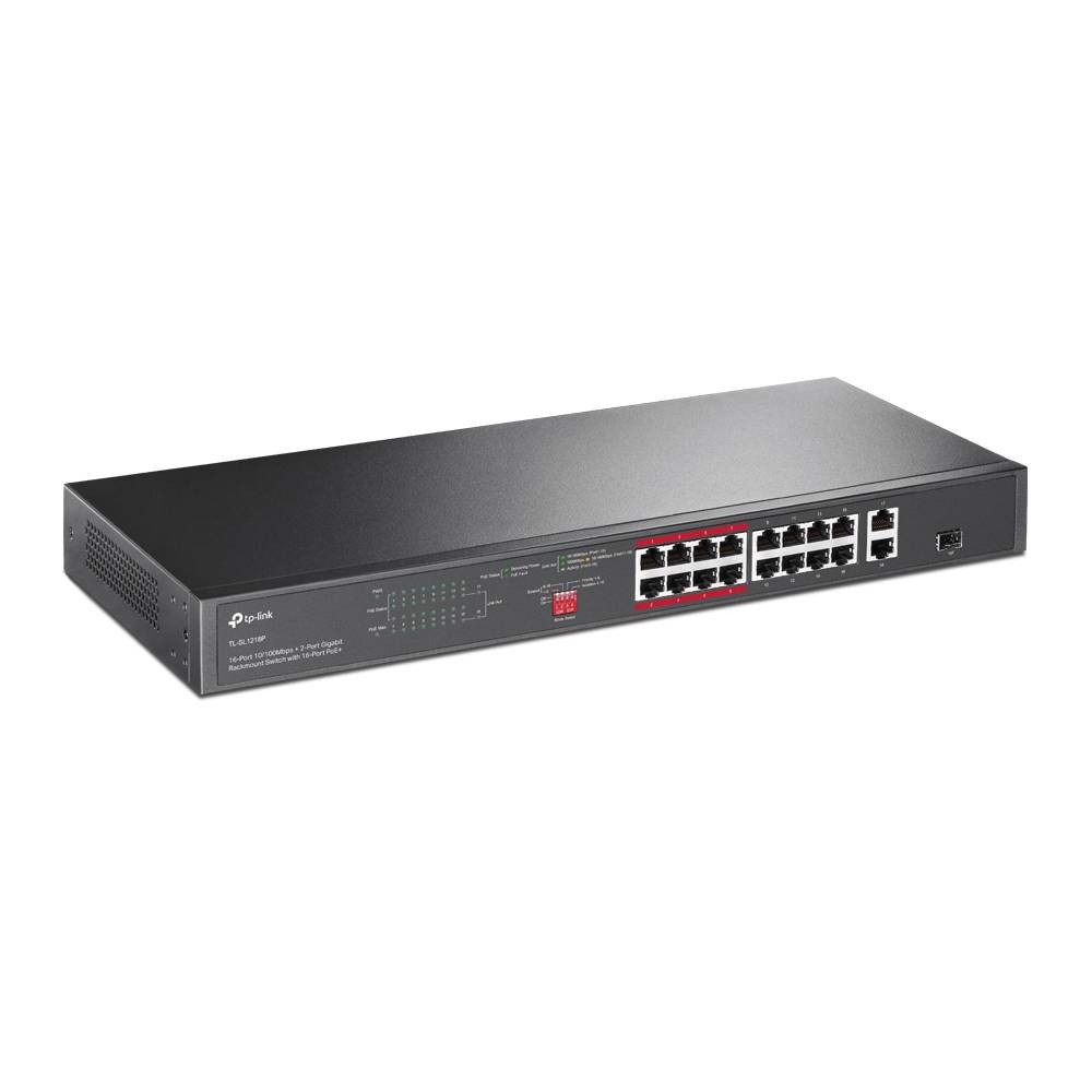 TP-LINK TL-SL1218P 16 Port 10/100 Mbps  Gigabit Raf Tipi Yönetilemez Switch