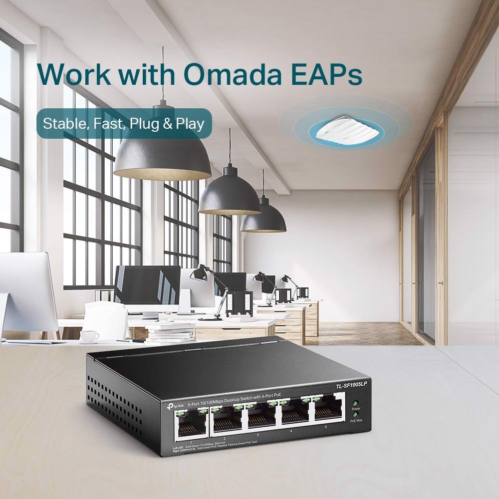 TP-LINK TL-SF1005LP 5 Port 10/100Mbps Poe Masaüstü Yönetilemez Switch