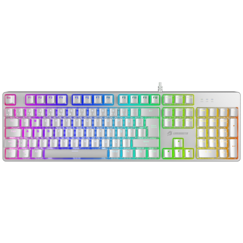 GameBooster G24W Enigma Rainbow Aydınlatmalı Red Switch Beyaz Mekanik Gaming Klavye