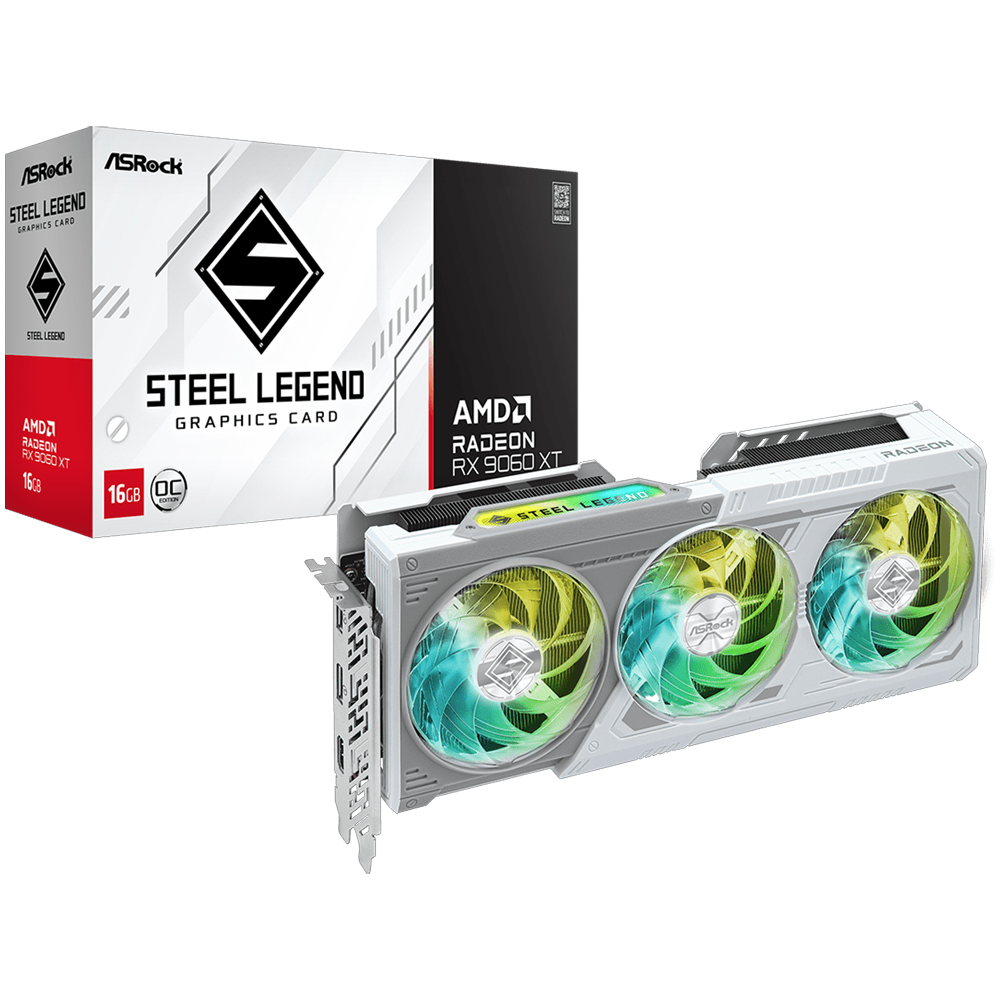 ASROCK AMD Radeon RX 9060 XT OC Steel Legend 16GB GDDR6 128 Bit Ekran Kartı görsel 1