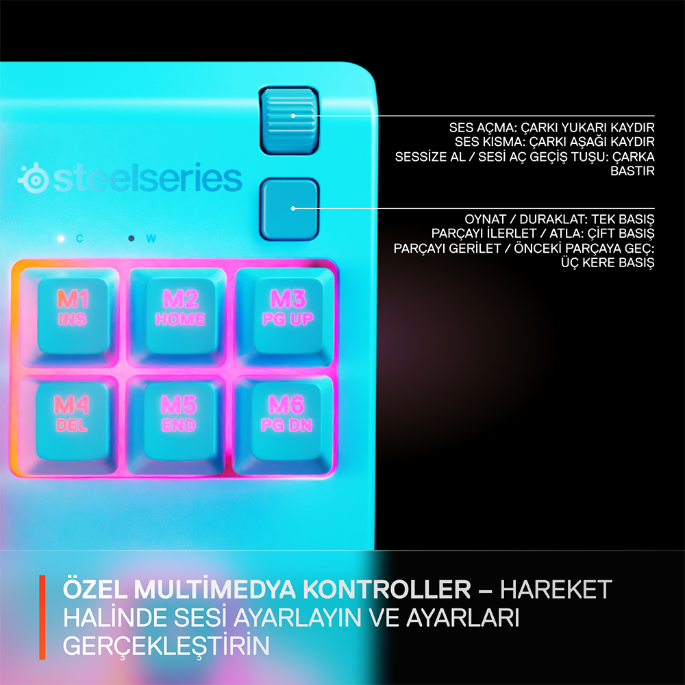 SteelSeries Apex 3 TKL Whisper-Quiet Switch Aqua Kablolu Gaming Klavye