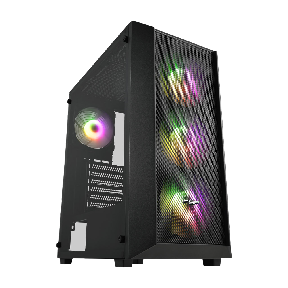 FSP CMT318 Tempered Glass USB 3.0 Tempered Glass Rainbow E-ATX Kasa + FSP 750W PSU görsel 1